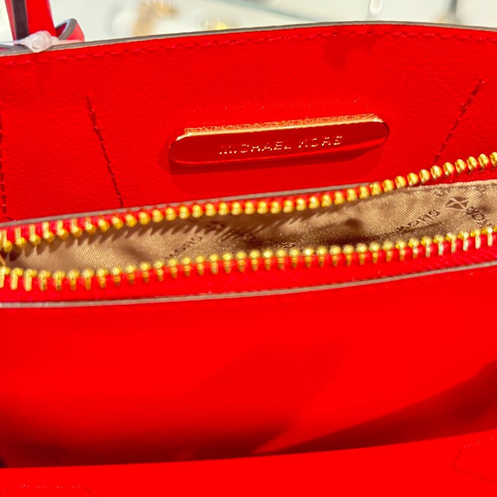 Michael Kors Mercer Medium Satchel Shoulder Crossbody Bag Bright Red - Picture 10 of 13